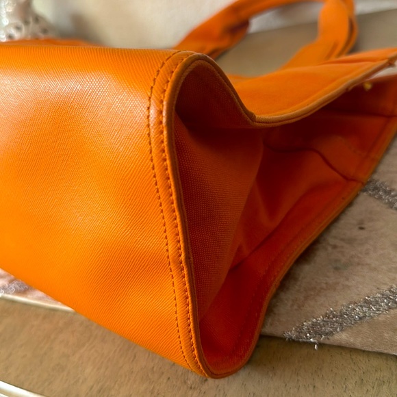 Tory Burch Ella Tote Bag Orange Medium Size - Picture 14 of 16